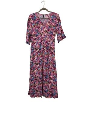 Y.A.S Pink Ditzy Floral Coquette Cottage Midi Dress Sz M